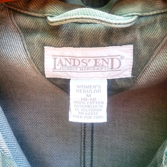 Lands End Green Denim Jacket M - Picture 2 of 4